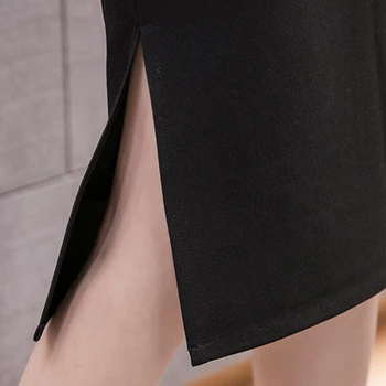 Elegantne Elastne Must Asukoht Seelikud Naistele 2021 Fashion korea Nuppu Bodycon Kõrge Vöökoht Seksikas Seelik Lukuga Midi Pliiats Seelik XXL