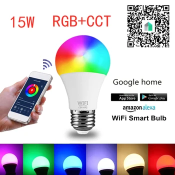 1TK E27/B22 15W Smart Lamp Juhitava WiFi LED Lamp Värvikas Lamp RGB Magic Lamp 110V/220V APP Tegutseda Alexa Google Kodu