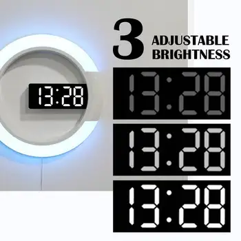 12 tolline Kaugjuhtimispult LED Digital Wall Clock Õõnes 7 Värviga Taustvalgus Öösel Termomeeter Kell/ 30cm Vastupidine Kell