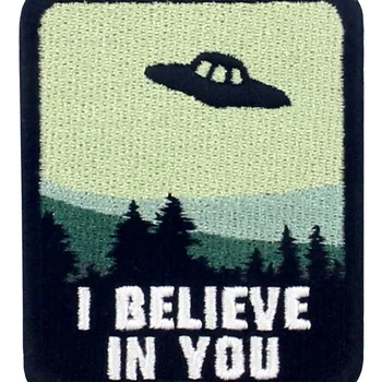Embird Tikitud plaastrid appliques ma Usun, et Sa X - Files UFO tegevjuht-sõbralik käsitöö 3D tikandid plaastrid mütsid plaaster