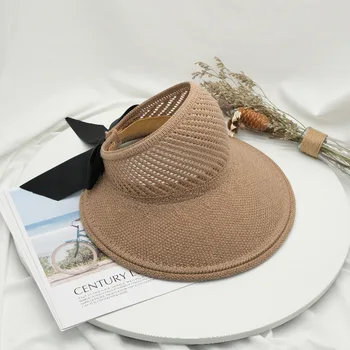 2021 Suvel Uus Müts Naine Päike Mütsid Tühi Straw Hat Suur Räästa Bowknot Kokkupandav Beach Ühise Põllumajanduspoliitika Skullies Bonnets Kopp Mütsid Mood