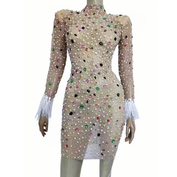 Rhinestone Sulg Backless Kleit Naiste Kleit, Nude Kristalli Pool Kõnniteed Tantsu Riided Etapp Ööklubi Kostüüm