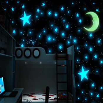Lapsed Beebi Tuba Kuma Pimedas Moon Päevavalgus Kleebised Kuu Kleebis Kleebised DIY Home Decor Helendav 3D Kleebised Seinale
