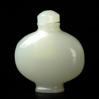 Hiina HeTian Jade Käsitsi maalitud Valge Nuusktubakas Pudel.