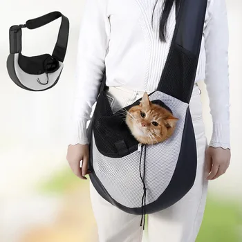 Lemmiklooma seljakott, kass ja koer ühe-õla seljakott, pet reisi kaasaskantav diagonaal kott, hingav võrgusilma pet kott