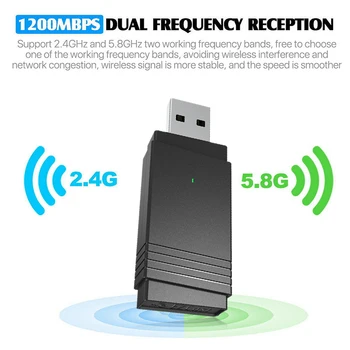 Mini Dual Band 1200Mbps USB-WiFi-Wireless-Adapter-Võrgu Kaart 2.4/5GHz 802.11 ac Ühendused