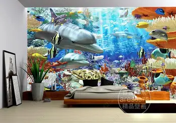 Custom de papel parede dolphin seina paberid home decor Magamistuba, elutuba 3d müüri taustal seina kaunistamiseks maali