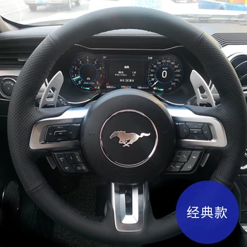 Fordi Uus Mustang DIY kohandatud black suede nahast auto interjöör rooli kate