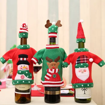 Uus Aasta DIY Home Decor Jõulud Kaunistused Koju Tikandid cartoon Veini Pudel Set Xmas Pudel Omanik jõulud tabel set