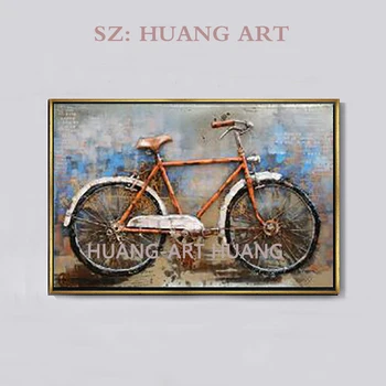 Käsitsi joonistatud algne kõrge kvaliteedi bike maali nuga maali lõuendile maali bike leibkonna kaunistada seina