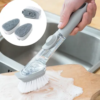 2 in1 Köök puhastushari Eemaldatava Harja pea Sponge seebidosaator nõudepesumasinad Harja sarja Köök Tööriistad