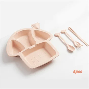 Lapsed Lauanõud Sätestatud Väikelapse Jagatud Plaat Kahvel Lusikas Dinnerware Komplekt Baby Väikelapse HG99