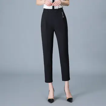 Naiste Püksid Kõrge Vöökoht Pingevaba Sirge Püksid Slim Fit 2021 Kevadel Uus Must Välja, Püksid Naiste Õhukesed Vabaaja Püksid Suured
