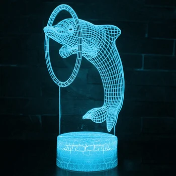 Chrismas 3D LED Dolphin Öö Valguses Remote/Touch Control 7/16 Värvi Muuta LED Tabel laualamp Lapsed Kingitus Kodu Kaunistamiseks D30
