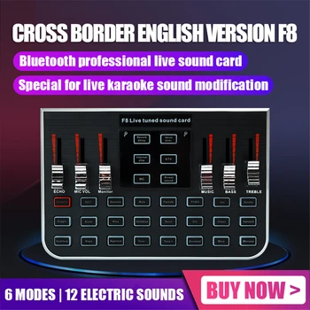 F8 Stuudio Audio Mixer Mikrofon Webcast Meelelahutus Streamer Live Helikaardi Kohta Telefoni Arvuti Brand New Kõrge Kvaliteediga