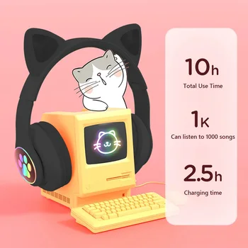 Armas Kass Ear Kõrvaklapid Reaalne Wireless Mini Veekindel Stereo-Kõrvaklapid koos LED-Tuled 3,5 mm Kõrvaklapid, PC-Tablet