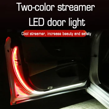 2TK Auto-styling Punane-valge LED Streamer Ukse Kokkupõrke-Hoiatus Tuli Teretulnud Dekoratiivsed Valguse Vöö Auto Uks Atmosfääri Lamp