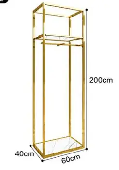 Kuldne rõivapood display rack roostevabast terasest multi-function display laeni naiste riietus store harjatud riietada