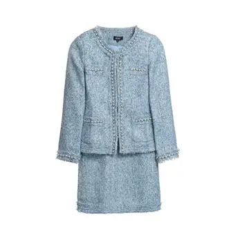2019 Kevad Sügis Naiste Brändi Elegantne Tweed Seelik Set Profileerimine O-kaeluse Lühike Mantel Jope + Mini Seelik, 2 tk Komplekt Sobiks Y189