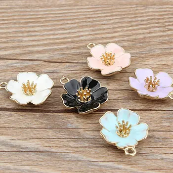 Diy korea versiooni ehted tarvikud K kuld epoksü sulamist väike armas võlusid ripats tarvikud hibiscus flower 10tk/kott