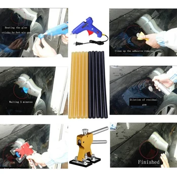 20Pcs Hot Melt Glue Pulgad Paintless Dent Repair Tool Auto Mõlk Eemaldaja Komplekt Kollase & Must