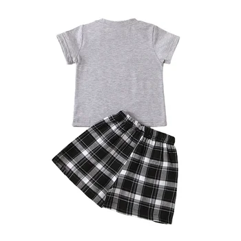 Väike Poiss\u2019s T-särk ja lühikesed Püksid Komplekt Fashion Tähe ümber Kaela Lühikeste varrukatega Topid ja Ruuduline Lühikesed Püksid suveks