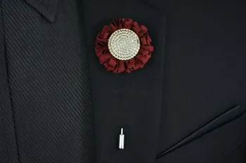 Uus mood meeste lill rinnamikrofon pin peigmehe ülikond kangas, lõng pin-Tahke värve nuppu Päevalille broochers Pulm