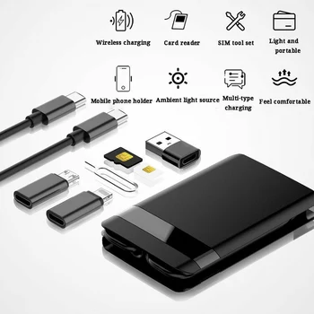 Adapter Kaardi Kaabel Travel Smart Elektroonika Universal Storage Type C LED Light USB-Liides, Multifunktsionaalne Pesa
