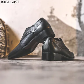 Mustad Nahast Kingad, Meeste Klassikaline Meeste Kleit Kingad Luksus Brändi Oxford Jalatsid Meestele Office 2021 Chaussure Homme Zapatos De Hombre