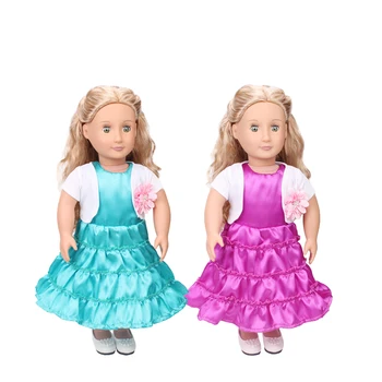 Nuku riideid 2 värv printsess kleit + valge kitliga mänguasi lisatarvikud sobituvad 18 tolline nukk ja 43 cm baby dolls c420_c421