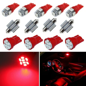 13X Punane Auto LED Tuled Interjööri Pakett Kit Dome numbrimärk lambipirnid