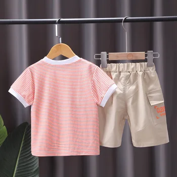 New Baby Poiste Riided Komplekti Suvel Moe Vabaaja Lapsed Kiri Triibuline T-särk+lühikesed püksid 0-5 Aastat teise lapse Tüdrukute Riided, Ülikonnad