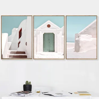 Santorini Egeuse Arhitektuur Mere Rannas Põhjamaade Plakatid Ja Pildid Seina Art Lõuend Maali Seina Pildid Elutuba Decor