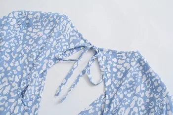 H. SA Suve Kleit Kleit 2021 Pikad Varrukad Õie Poole Ruffles Vestidos Backless Õõnes Välja Sinine Kook Armas Kleit Streetwear korea