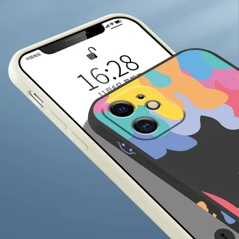 Ultra-õhuke Armas Naeratus Square Vedela Silikooniga Telefon Case For iPhone 11Por Max SE XS Max XR-X 8 7 12 Pluss Luksus Põrutuskindel Kate