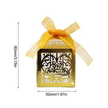 50tk/set Paber Ramadan Candy Box Eid Mubarak Kaunistused Kinke Pulm Iftar Pool Pakendit Kastis Kuld Suupiste Mahuti
