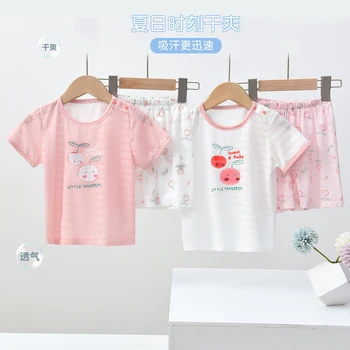 Uus 2021 Lapsed Poisid Tüdrukud, Suvi Rõivaste Komplekti Cute Cartoon O-Kaeluse Lühikese Varrukaga T-Särk Tops koos lühikesed Püksid Baby Väikelapse Pidžaama Komplekt