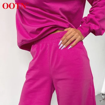 OOTN Neoon Tahke Vabaaja Kostüümid Koos lühikesed Püksid Naistele Komplekti Pullover Pikad Varrukad Sügisel Kudumise Lühikesed Püksid Daamid Dressipluus Komplekt