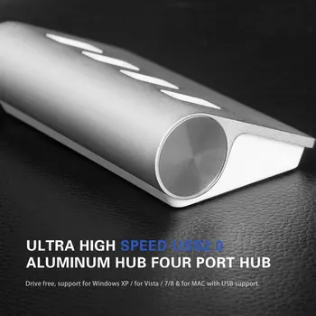 Kaasaskantav Suurus Alumiinium Super kiire 4 Ports USB Hub-USB-Jaoturi Adapter LED Indikaator ARVUTI Sülearvuti
