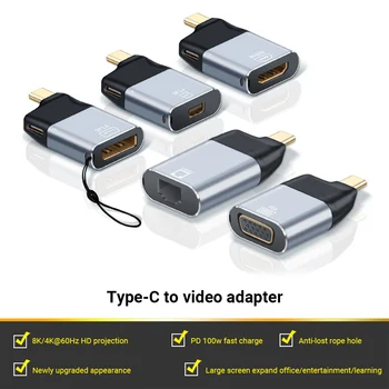 USB-C-HDMI-Ühilduvate VGA Adapter Tüüp C DP/Mini DP-RJ45 Gigabit Ethernet Adapter Connector MacBook Sülearvuti Tarvikud