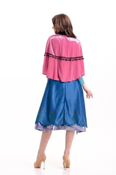 Täiskasvanud Deluex Anna Printsess Kostüüm Naistele Fantasia Cosplay Sinine Pikk Kleit Anime Osaline Kostüüm Halloween Kostüümid