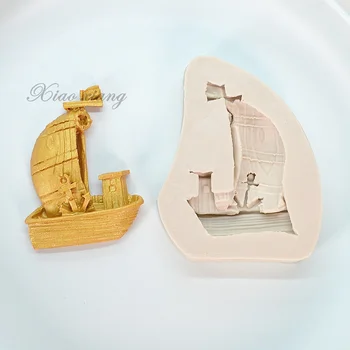 3D Purjekas Kook Piiri Silikoon Hallituse Mere Teema Fondant Hallituse Ookeani Šokolaadi Kook Dekoreerimiseks Vahendid Madrus Purjekas Kook Vahendid