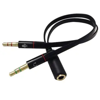 Audio Adapter Kaabel: 3,5 mm AUX-Splitter 2 Jack Meeste ja 1 Naiste Kõrvaklappide Mic Kootud net Kõrge Kvaliteediga Tarvikud