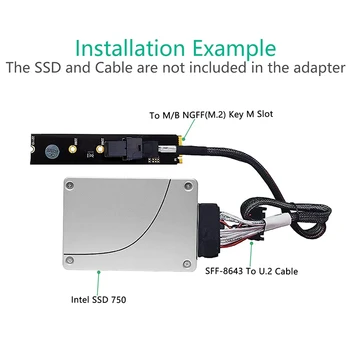 SFF-8643 Mini-SAS HD 36-Pin M. 2 Võtit M Adapter Kaardi U. 2 NVMe PCIe-NVMe SSD Tugi 750 2,5-Tolline