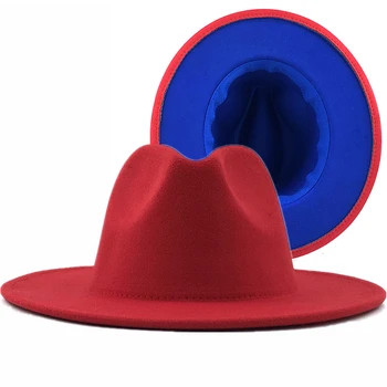 Lihtne Välimine Sinine Sisemine Punane Vill Tunda Jazz Fedora Mütsid Õhuke Pandla Mehed Naised Lai Nokk Panama Huopahattu ühise Põllumajanduspoliitika 56-58-60CM