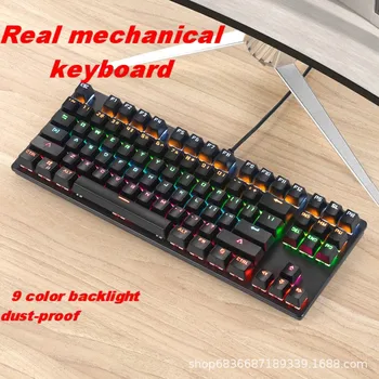 Mängude Mehaanilise Klaviatuuri Mängu Anti-ghosting RGB Mix Tagantvalgustusega Sinine Lüliti 87key teclado mecanico Mängu Sülearvuti
