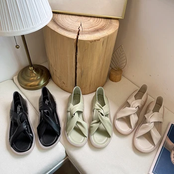 Kahe Avatud Varba Sandaalid Suletud Kanna Tõsta-on Mokassiinkingad Suvel Naiste Pehme Suured Ülikond Naiste Beez Peep Elastne naiste sandaalid