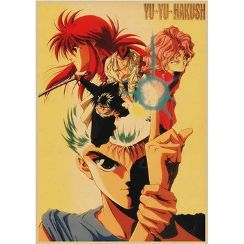 Jaapani Anime YuYu Hakusho Vintage Selge Pilt Jõupaber Plakatid Elutuba Kodu Baar Väljamõeldud Seina Art Teenetemärgi