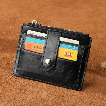 Nahast lukuga kaardi kott cowhide mündi rahakott multifunktsionaalne kaart, kott, naised krediitkaardi omanik id-kaardi omanik rfid rahakott