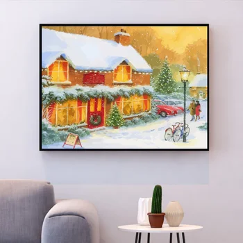 HUACAN Maali Numbri Järgi DIY Jõulud Joonis Lõuendil Pildi Number Maja Komplektid Kodu Kaunistamiseks
